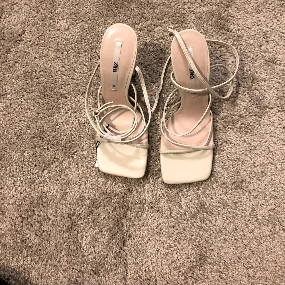 White strappy heels